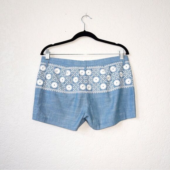 Madewell Chambray Sunstitch Embroidered Shorts Size 4 - Picture 8 of 8